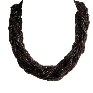 Elegant Brown Beaded Necklace & Earring Set